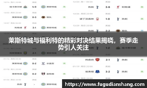 莱斯特城与福利特的精彩对决结果揭晓，赛季走势引人关注